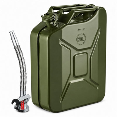 B&Q -  20L Green Steel Jerry Can With Metal Flexi Pouring Spout