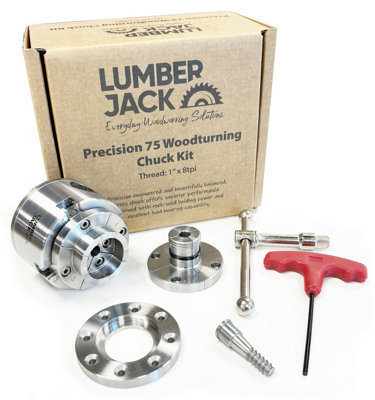 Lumberjack Tools Lumberjack Precision 75 Woodturning 4-Jaw Lathe Chuck Set Inch X 8 Tpi Thread Includes Storage Box Size 1