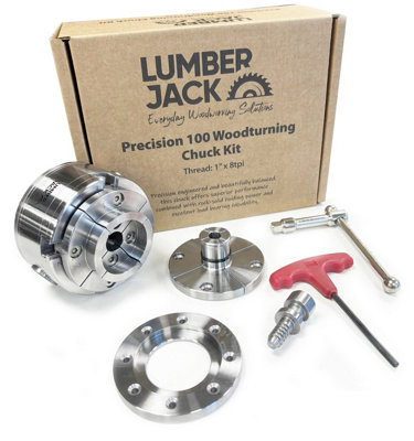Lumberjack Tools Lumberjack Precision 100 Woodturning 4-Jaw Lathe Chuck Set Inch X 8 Tpi Thread Includes Storage Box Size 1