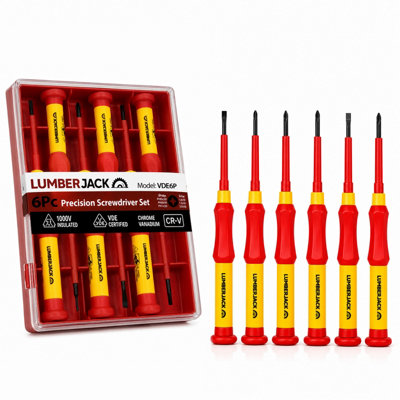 B&Q -  Lumberjack 6Pc Vde Precision Screwdriver SetChrome Vanadium SteelPhillips & Flat HeadFor Electrical Work