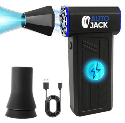 Autojack Mini Cordless Blower Jet Fan Compressed Air Duster 130000Rpm60M/s 4-Speed Turbo Airflow from B&Q