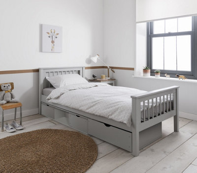 Nöa & Nani Noa & Nani Single Bed Frame With Oda Drawers In Grey Hampshire