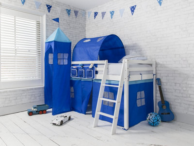 Nöa & Nani Noa & Nani Cabin Kids Solid Wood Midsleeper Bed With Blue Nw Package In Classic White Moro from B&Q