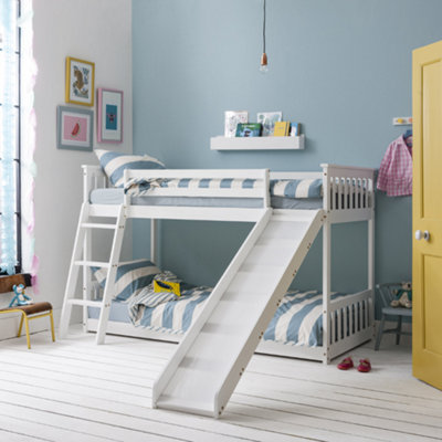 Nöa & Nani Noa & Nani Low Kids Solid Wood Cabin Bed With Bunk UnderbedPlay Area & Slide In Classic White Tuva from B&Q