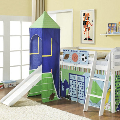 Nöa & Nani Noa & Nani Cabin Bed Midsleeper With Slide And Sports Tent & Tower In White from B&Q