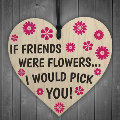 Red Ocean If Friends Were Flowers Wooden Hanging Heart Plaque from B&Q