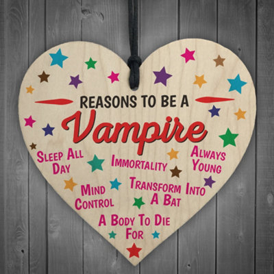 Red Ocean Reasons To Be A Vampire Wooden Hanging Heart Novelty from B&Q