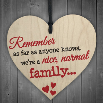 Red Ocean Nice Normal Family Novelty Wooden Hanging Heart Plaque from B&Q