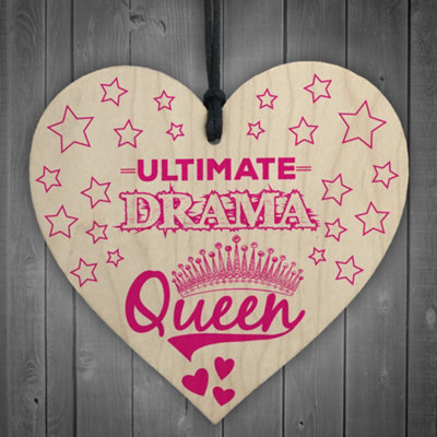 Red Ocean Ultimate Drama Queen Novelty Wooden Hanging Heart Plaque from B&Q