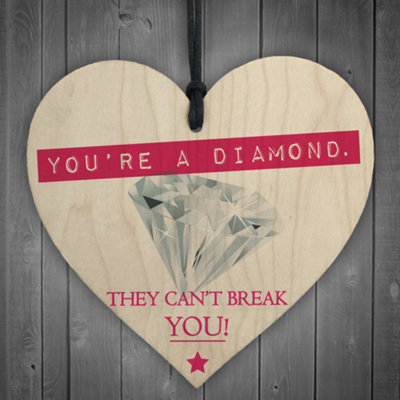 Red Ocean You're A Diamond Wooden Hanging Heart Plaque Friendship Gift from B&Q