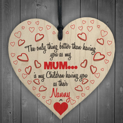 Red Ocean Better Than Mum Nanny Wooden Hanging Heart from B&Q