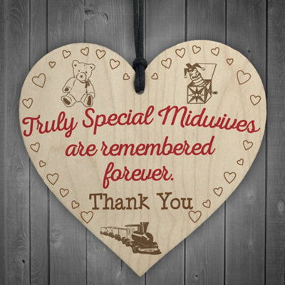 Red Ocean Special Midwife Midwives Remembered Thank You Gift Nurse Hanging Plaque Baby Sign from B&Q