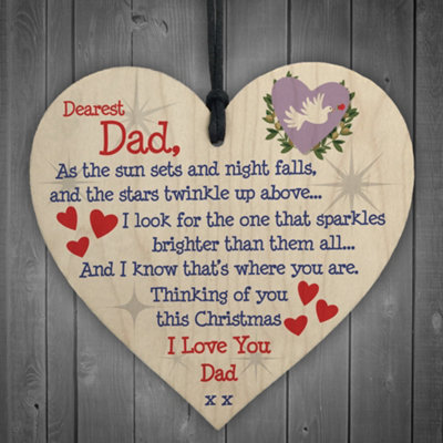 Red Ocean Christmas Memorial Dad Tree Bauble Gift Memory Hanging Plaque Decoration Sign Fathers Day from B&Q