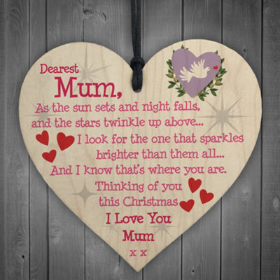 Red Ocean Christmas Memorial Mum Tree Bauble Gift Memory Hanging Plaque Decoration Sign Mother Day from B&Q