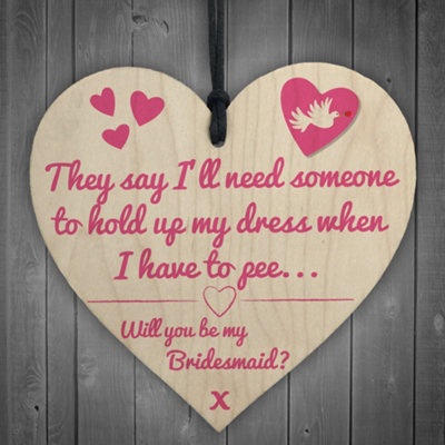Red Ocean Will You Be My Bridesmaid Funny Wedding Gift Hanging Plaque Maid Of Honour Sign from B&Q