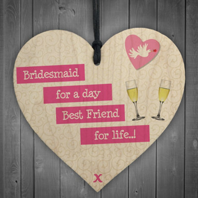 Red Ocean Bridesmaid For A Day Wedding Best Friend Gift Hanging Plaque Maid Of Honour Sign from B&Q