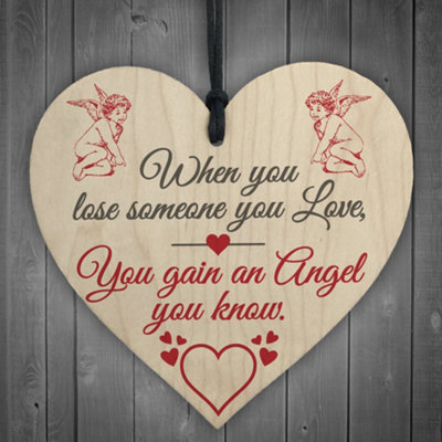 B&Q -  Lose Someone Angel Memorial Bereavement Grave Hanging Plaque Family Gift Sign