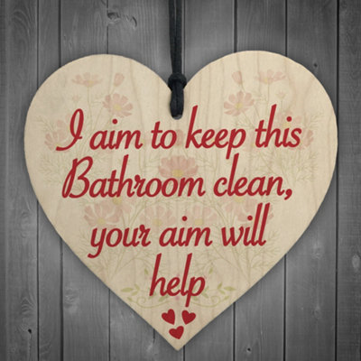 B&Q -  Bathroom Aim Clean Friendship Funny Toilet Soap Hanging Plaque Home Gift Present Sign