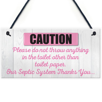 Red Ocean Caution Warning Toilet Instructions from B&Q