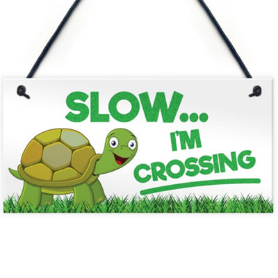 Red Ocean Slow I'm Crossing Turtle Hanging Plaque from B&Q