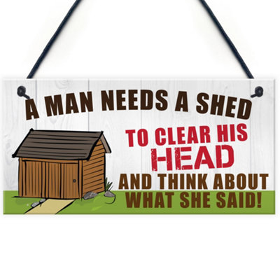 Red Ocean Man Needs A Shed Man Cave Garage Home Bar Pub Hanging Plaque Gift Sign from B&Q