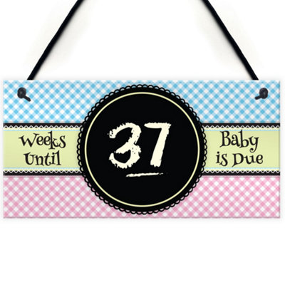 Red Ocean Baby Due Countdown Chalkboard Pregnancy Gift Hanging Plaque Birth Boy Girl Sign Baby Shower Gifts from B&Q