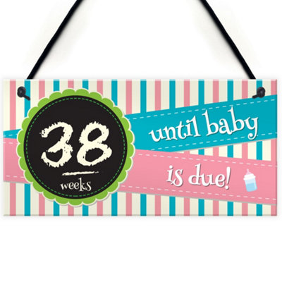Red Ocean Weeks Baby Due Pregnancy Countdown Chalkboard Hanging Plaque Birth Gift Sign from B&Q