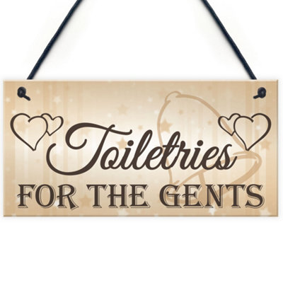 Red Ocean Shabby Chic Wedding Sign Toiletries For Gents Groom Plaque Best Man Bride Gift Pageboy from B&Q