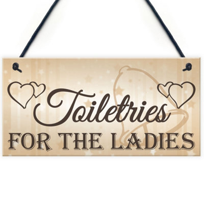 Red Ocean Shabby  Chic Wedding Sign Toiletries For Ladies Bride Plaque Bridesmaid Gift Wedding Registry Gift List from B&Q