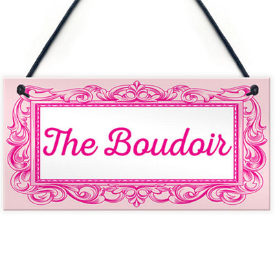 Red Ocean The Boudoir Vintage Shabby French Powder Room Hanging Plaque Bath/bedroom Sign from B&Q