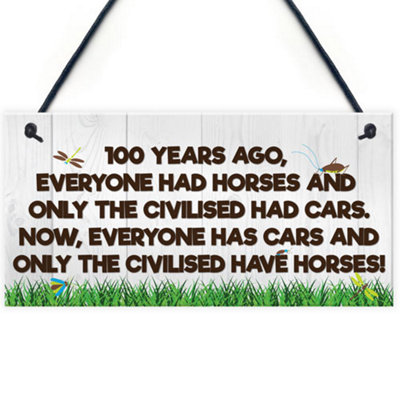 Red Ocean Civilised Horses Funny Barn Stable Door Pony Gift Haging Plaque Equestrian Sign from B&Q