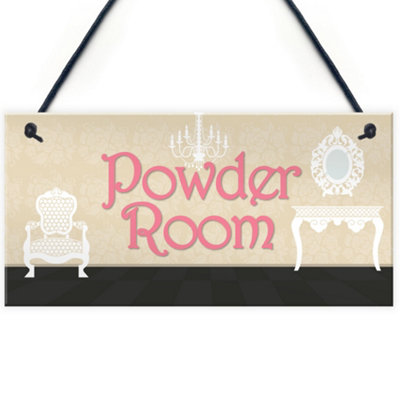 Red Ocean Powder Room Vintage Shabby French Chic Bathroom Hanging Plaque Friend Gift Sign from B&Q