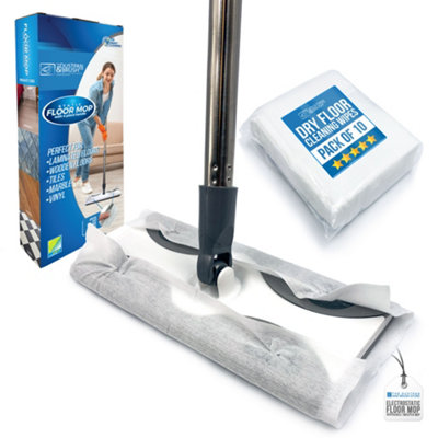 The Dustpan & Brush Store Static Floor Sweeper Mop Kit Swivel Head Mop With 10 Dry Wipes For WoodTile & Laminate from B&Q