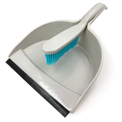 B&Q -  Pet Hair Remover Dustpan And Brush Set With Soft Rubber Bristles And Wide Dustpan