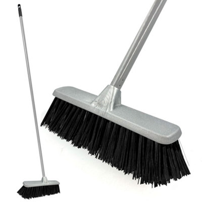 The Dustpan & Brush Store Stiff Bristle Indoor Broom Silver Sweeping Brush For TilesWood & Carpet Metal Handle Kitchen Floor Sweeper from B&Q