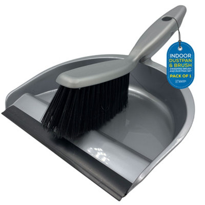 B&Q -  Household Dustpan And Soft Bristle Brush Set With Rubber Lip