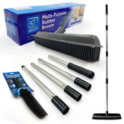 The Dustpan & Brush Store Rubber Pet Hair Clean Broom & Hand Brush Set 120Cm Handle With Squeegee(Sweeper And Hand Brush) from B&Q