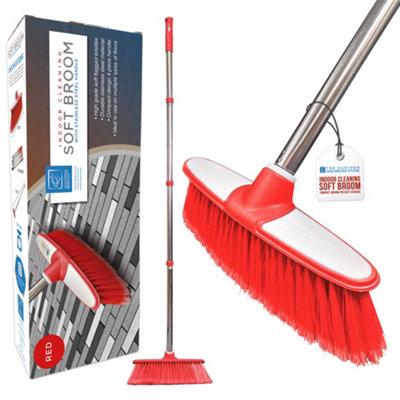 The Dustpan & Brush Store Long Handled Indoor Soft Sweeping Bristle Broom For Cleaning Home And Kitchen Floors from B&Q