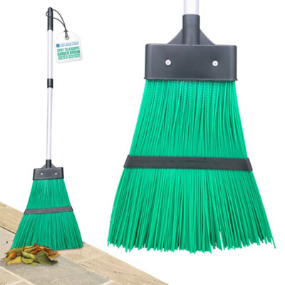 The Dustpan & Brush Store Telescopic Stiff Garden Broom Outdoor Yard Sweeping Brush With Stiff Hard Synthetic Bristles from B&Q