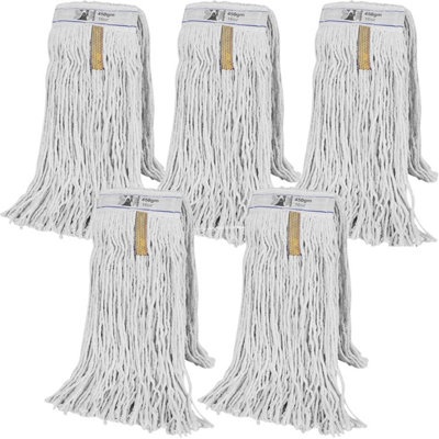 B&Q -  Pack Of 5 Heavy Duty Replacement Kentucky Cotton Yarn Mop Head- Large Size
