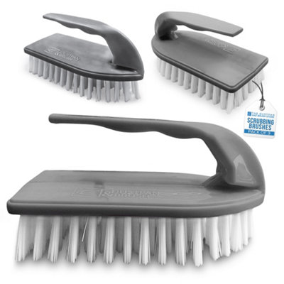 The Dustpan & Brush Store Iron-Shaped Scrubbing Brushes Stiff Bristle Tile And Grout ScrubberPack Of 3 from B&Q