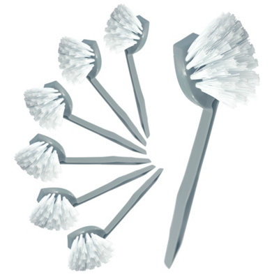 The Dustpan & Brush Store Kitchen Dish Brush Scrubber With Firm Bristles Ergonomic Handle For Washing UpPack Of 7