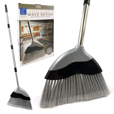 The Dustpan & Brush Store Long Handled Soft Angled Indoor Wave Broom Sweeping Brush With Angled Soft Bristle Brush from B&Q