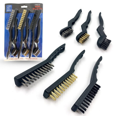 The Dustpan & Brush Store Small Wire Brush Set SteelBrassNylon And Mini Wire BrushPack Of 6 from B&Q