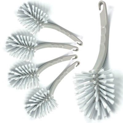 The Dustpan & Brush Store Pack Of 5 Grey Fantail Dish Brushes Firm Bristle Kitchen Washing Up & Sink Scrubbers
