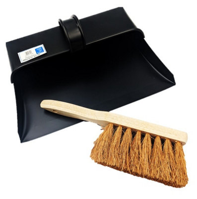 The Dustpan & Brush Store Strong Traditional Metal Hooded Dustpan And Soft Brush