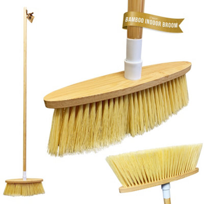 The Dustpan And Brush Store Bamboo Indoor Broom Stylish Modern Soft Sweeping Brush - Mustard Yellow - Image 4