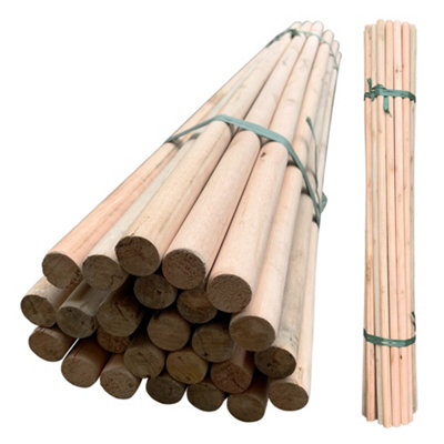 The Dustpan & Brush Store Multi-Purpose Wooden Handles (Pack Of 25) 120Cm Universal Replacement Broom & Mop Poles from B&Q