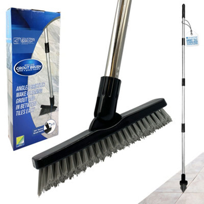 The Dustpan & Brush Store Long Handled Angled Grout Brush With Stiff Bristles For Cleaning Tiles And Flooring from B&Q