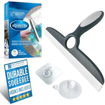 The Dustpan & Brush Store Shower Squeegee With Suction Holder And Self-Adhesive Hanging Hook from B&Q